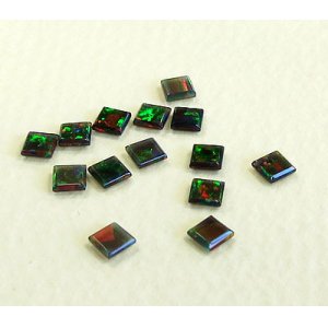 画像: 四角形（平面型）オパール（3mm）ブラック